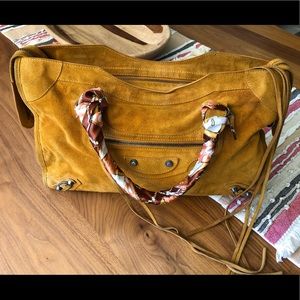 Balanciaga City bag yellow suede Authentic summer
